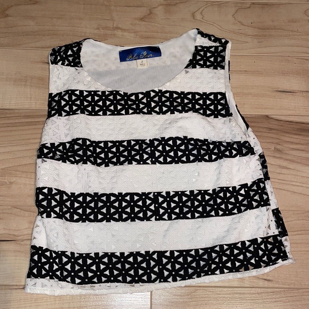 Forever 21 Black & White Striped Cropped Tank